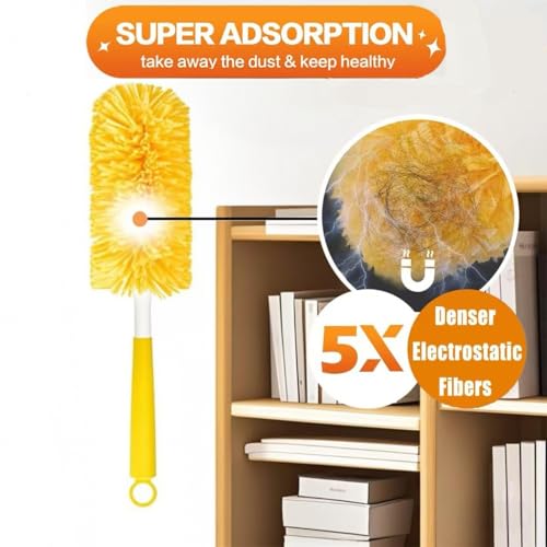 Image of 40-Pack Duster Refills Compatible for Swiffer Duster Refills, 360 Disposable Heavy Duster Dry Cleaning Cloth with 1 Short Handle, Multi-Surface Cleaning Kit for Blinds Bookshelf Ceiling Fans
