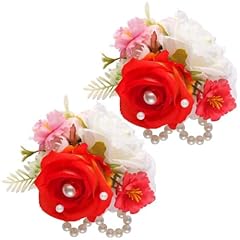 Red-white, 2pcs Wrist Corsage