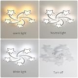 Riserva Ściemnialna lampa sufitowa LED, 50W 6000LM Nowoczesna lampa sufitowa z pilotem/APP, 3000-6500K Φ70cm, Akrylowy żyrandol w kształcie 5 gwiazdek do sypialni, salonu
