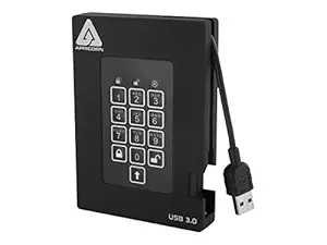 Apricorn Aegis Padlock Fortress FIPS 140-2 Level 2 Validated 256-bit Encrypted USB 3.0 Hard Drive with PIN Access, 1 TB