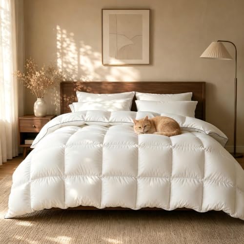 OASWET Goose Feather Down Fiber Comforters Queen Size...