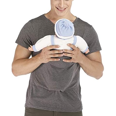 amropi Men's Baby Carrier Soothe V Neck Short Sleeve Kangaroo T Shirt (Grey,XL) Cover