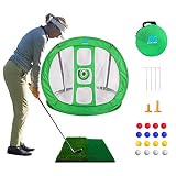 Golf Practice Chipping Net Pop up with Golf Hitting Mat & Golf Accessories for Accuracy/Swing Practi
