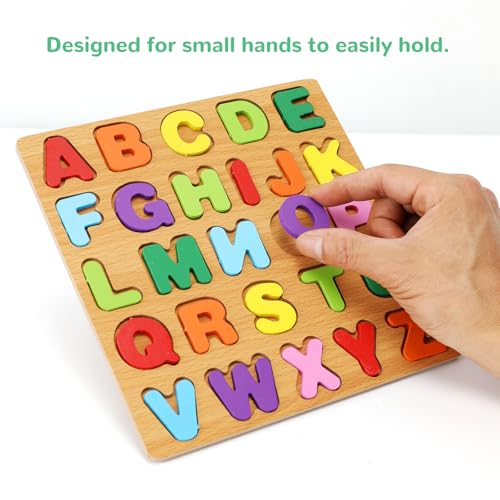Image of Alphabet Wooden Puzzles for Toddlers 3-5, Pack of 3 ABC, Number and Shape Puzzle, Preschool Educational Learning Toys with Puzzle Board & Letter Blocks for Girls Boys Ages 3 4 5 Years Old