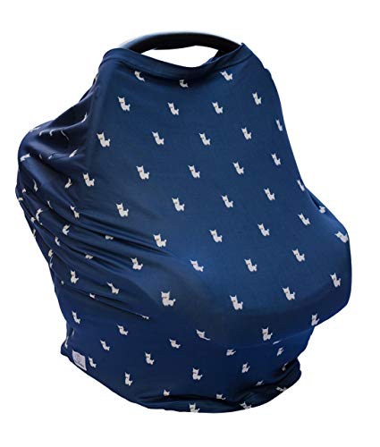 Alpy Baby Car Seat and Nursing Cover - Privacy Poncho for Breastfeeding - Safety Canopy for Shopping Carts, High Chairs & Sun Shade for Carriers - Soft, Breathable - Extra Large, Navy with Cute Llamas