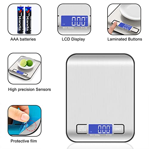 Food Scale Digital Kitchen Scale For Food Ounces And Grams, Small Electronic Pocket Scale For Weight Loss, Baking, Cooking, Coffee, Jewelry, 11Lb/5Kg, 0.01Oz/0.1G Precision (Batteries) #TOP4