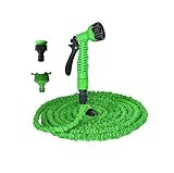 Kit de manguera extensible Maso, de 15 m: La manguera puede extender su longitud hasta 3 veces la medida original, para riego de jardín y lavado de coche. Tamaño perfecto para almacenar.