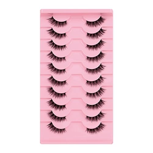 OUDQFCJ Ciglia finte 10 paia di mezze ciglia finte ciglia naturali cat eye mezze ciglia 3D ciglia ad angolo cat eye