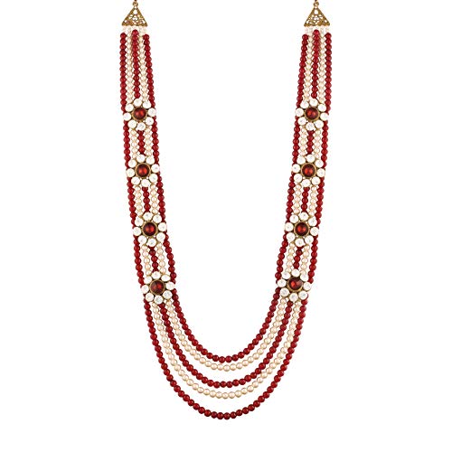 I Jewels 5 Layered Traditional Gold Plated Dulha Moti Mala with B...