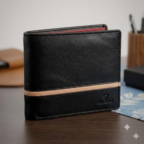 Image of Storescent Premium Genuine Leather Wallet for Men | Men's RFID Blocking Slim Purse | Hand-Stitched Pure Leather Gents Wallet (Black)