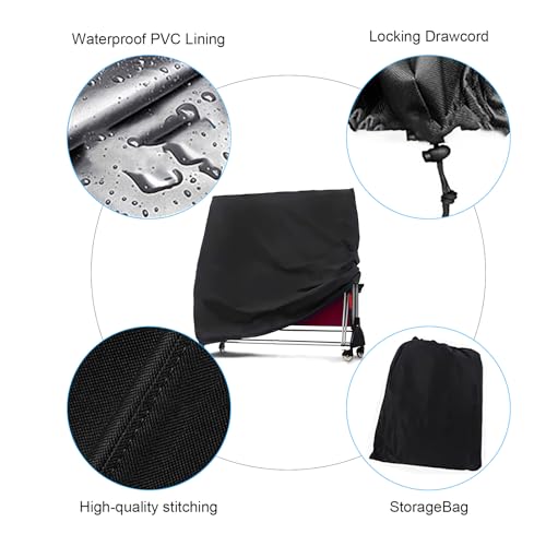 Tischtennisplatte Abdeckung Reißfest Wasserdicht Winddicht UV-Beständig Schwarz Tischtennis Abdeckung für Tischtennisplatte vor Feuchtigkeit und Schmutz T 165 x 71 x 185 cm