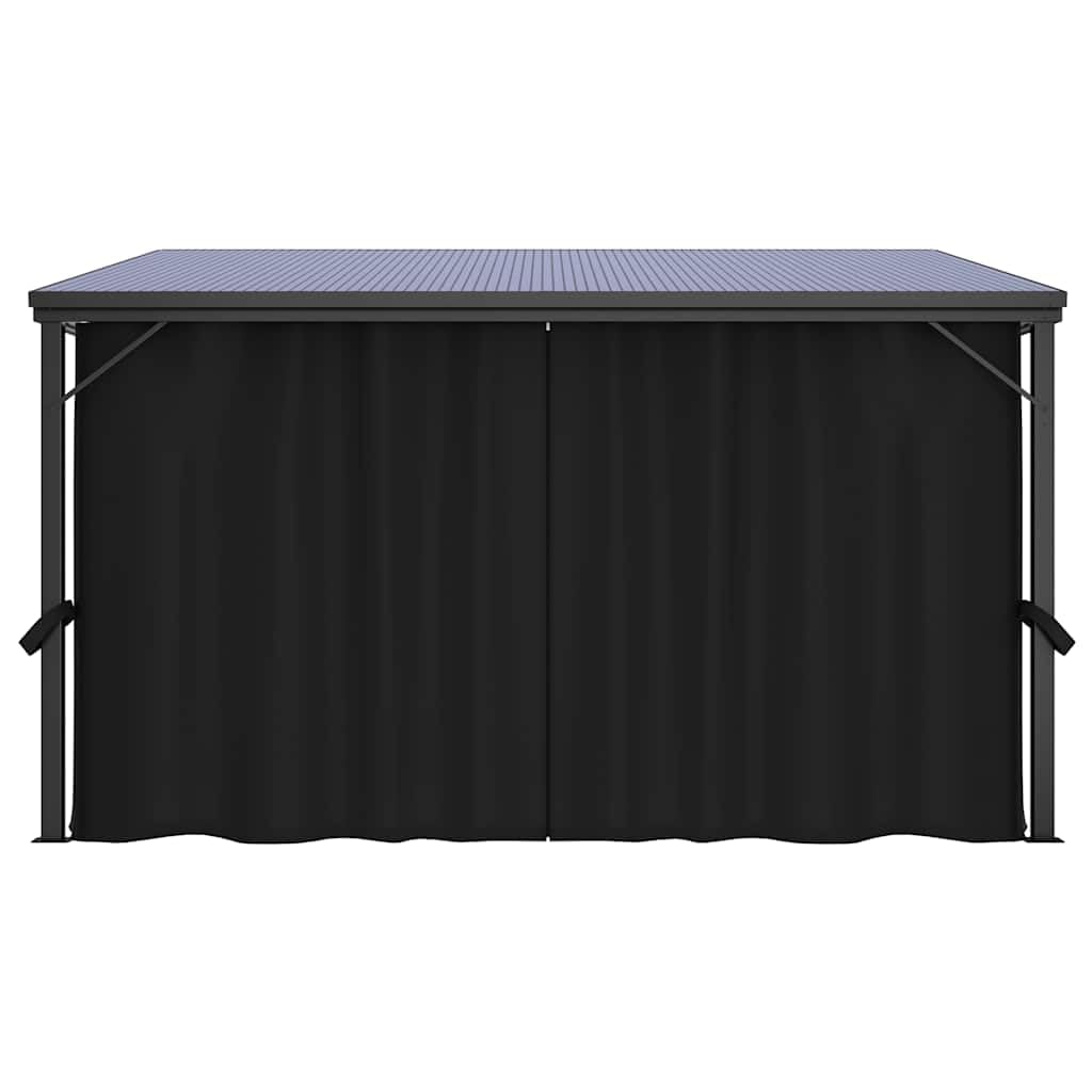 Pawilon ogrodowy z zasłonami, 405 x 294 x 244 cm, antracytowy, z aluminium i stali, odporny na działanie promieni UV, z 4 ścianami bocznymi, na taras, imprezę w ogrodzie, grillowanie i imprezy