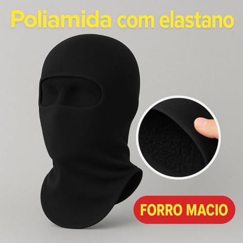 Touca Ninja Balaclava térmica Unissex Com Forro Peluciado Proteção Uv