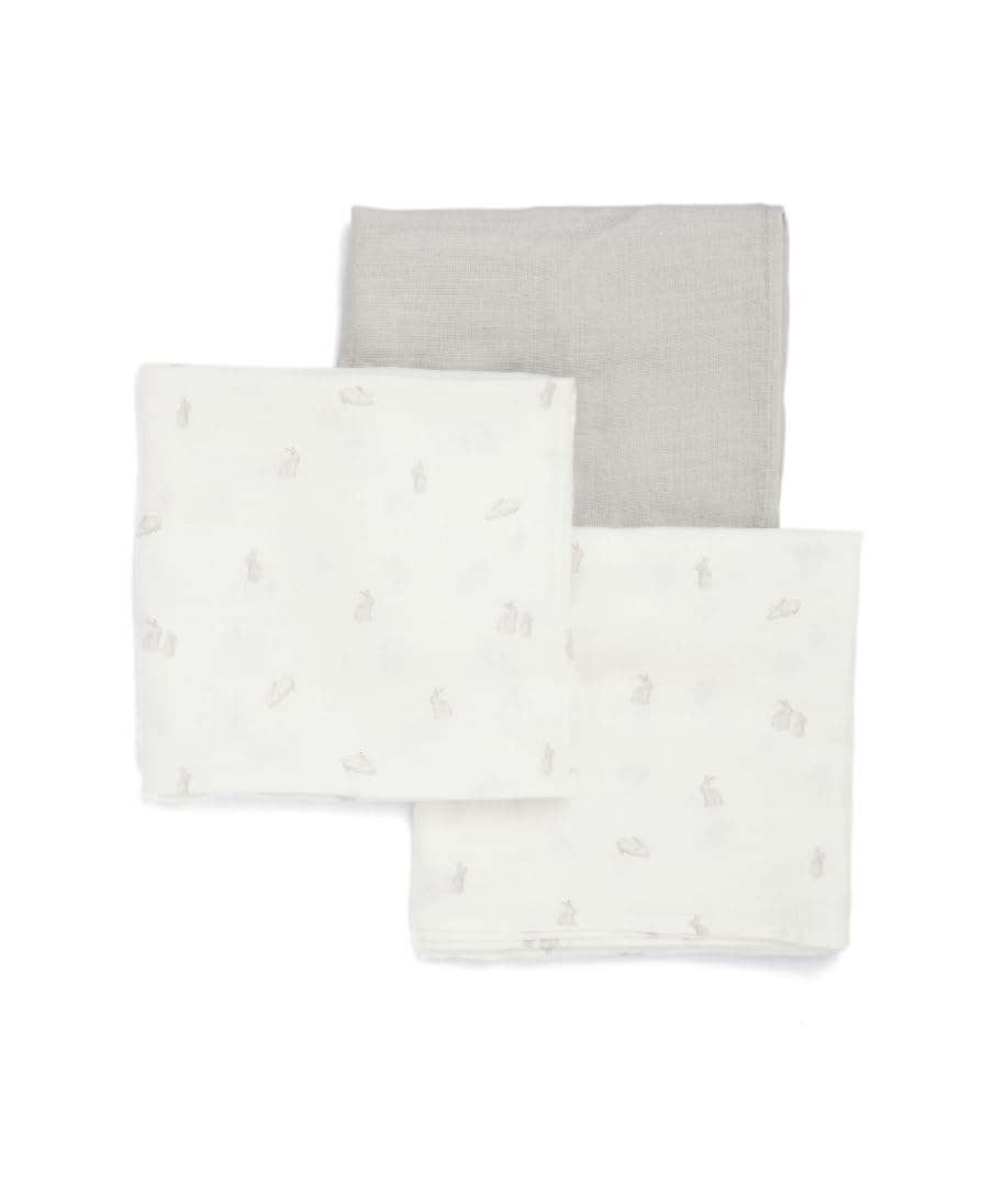 Mamas & Papas Large Muslin Squares 3 Pack - Bunny Print - 100% Cotton - 90cm x 90cm
