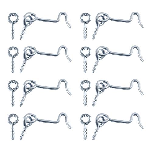 Zorfeter 8 Pcs 1.5" Cabin Hook Eye Latch Zinc Plated Gate Door Swivel Hook for Wood Window Door with Mounting Screws