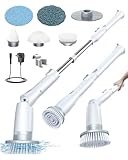 LABIGO Electric Spin Scrubber LA3 Pro, Cordless Bathroom Scrubber with 3 Adjustable Angle, 5 Replacement Head, Household Power Cleaning Brush with Extension Arm for Bathtub Window Car Tile Floor