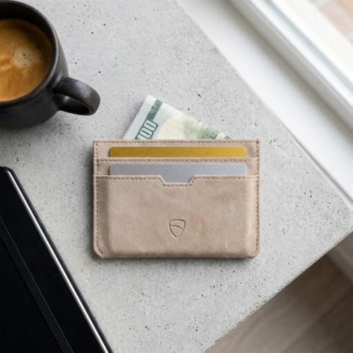 Image of Vaultskin MOORGATE Slim Card Holder - Minimalist Leather Wallet with RFID Blocking, Front Pocket Credit Card Case for Men & Women