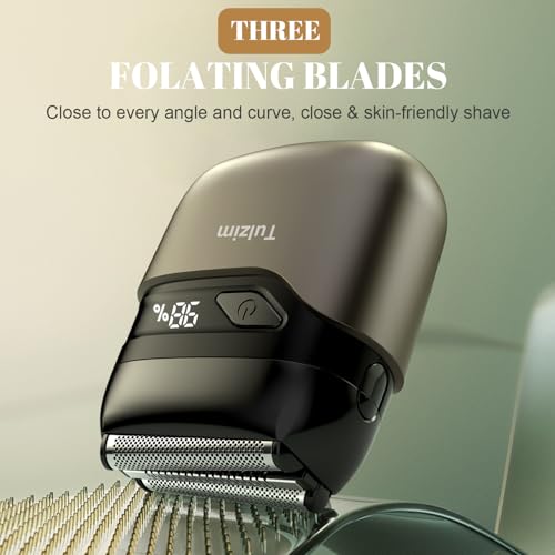Image of Tulzim Electric Foil Shaver: 3D Blades & IPX7 Waterproof, Light Brown | Electric Razors for Men with LED Display: 100-Min Runtime, USB-C Fast Charge - Face Shaver with Travel Lock for Beard