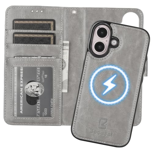 Bocasal for MagSafe Wallet Case Card Holder for iPhone 16, Grey