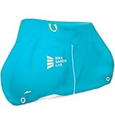 Bike Safety Lab Thick Bicycle Cover, Side Zipper Model, Adult Bicycle, Heavy Duty Fabric, Front and Rear Lock Holes, Water Resistant, PU Coat, UV Protection, Wind-Resistant Buckle, Black (Turquoise Grey...