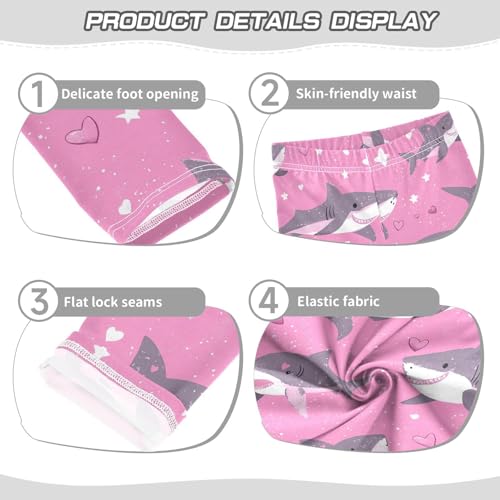 Sharks Pink Girls' Leggings Toddler Doodles Stars Kids Yoga Pants Dance Active Tights 4T3