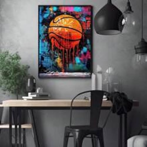 Affiche basketball street graffiti TONGYINLI toile 60x90cm avec cadre