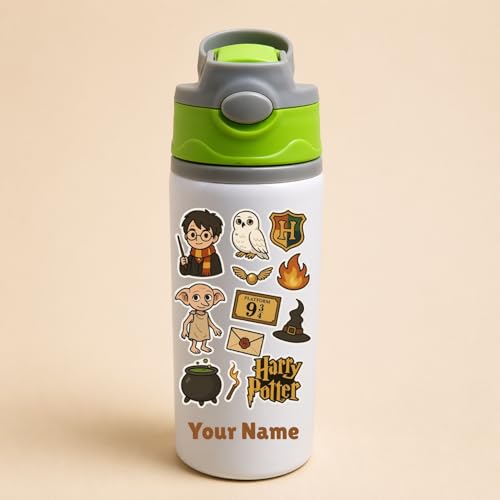 Image of Personalised Kids Bottle 600ml Aluminium | Cartoon Print with Name | Lightweight & Leakproof | Ideal Gift for Birthday, School Use|Customise Gift