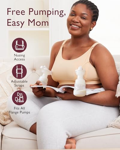 Image of Momcozy Hands Free Pumping Bra, Adjustable Breast-Pumps Holding and Nursing Bra, Pumping & Nursing Bra in One