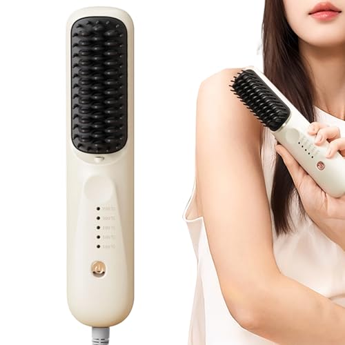 Rnyrn Brosse à Lisser - 5 Modes Chauffant Coiffant Petit - Lisseur Portatif pour Femmes | Pour Cheveux Longs Courts Fins Mince Hôtel Voyage Rencontres Étudiantes Femmes Filles