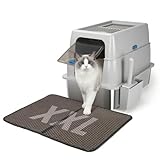 Nobleza - Bandeja de cama cerrada de acero inoxidable con tapa XXL, resistente a los olores, limpieza rápida, incluida pala + alfombra para gatos