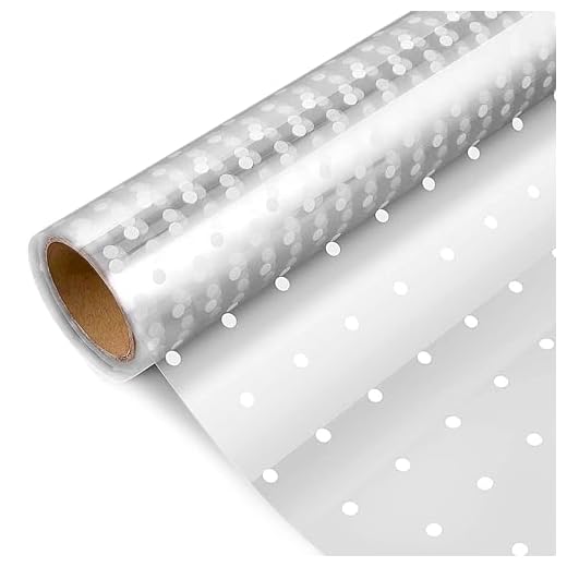 volila Papel Celofán Transparente Para Cestas de Navidad - 1 Rollo (40CM x 3M) Papel Transparente Para Envolver - Celofán de Lunares Para Regalos, Ramos de flores, Canastas de Frutas y Repostería