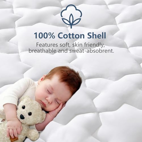 image for CozyLux Queen Mattress Pad Cotton Mattress Cover Quilted Fitted Mattre