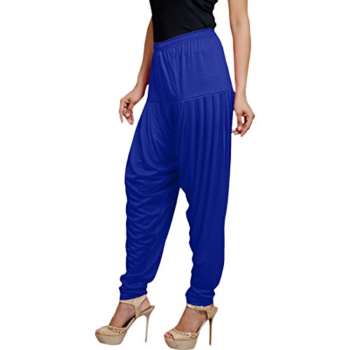 Women's Cotton Spandex Patiala Pants – Stretchable Ethnic Bottom Wear with Pleats for Casual & Traditional Outfits (Royal Blue)2