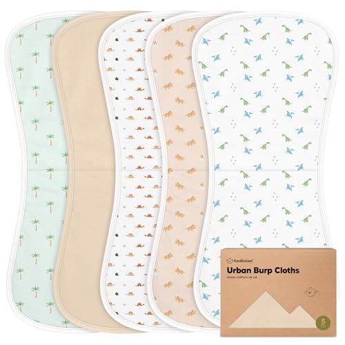Image of Organic Burp Cloths Baby Boy & Girl - 5-Pack Super Absorbent Cotton Burping Cloths for Babies, Soft & Plush Newborn Spit Up Rags, Infant Towels for Milk Spit Up, Unisex, Large 21 inch x 10 inch (Roarsome)