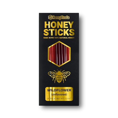 HoneyPlusCo Natural Wildflower Honey Sticks 25 Pcs