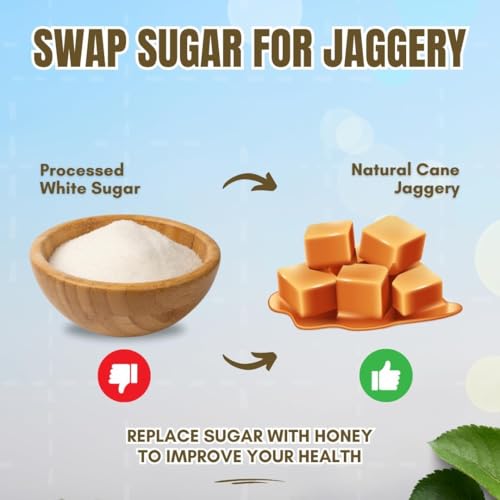 Danodia Foods Organic Jaggery Cubes 1 lb (450g), Pure & Natural, No Additives Sweetener, Vegan & Gluten-Free, Nutrient-Rich Alternative to Refined Sugar for Tea & Coffee, Indian Origin