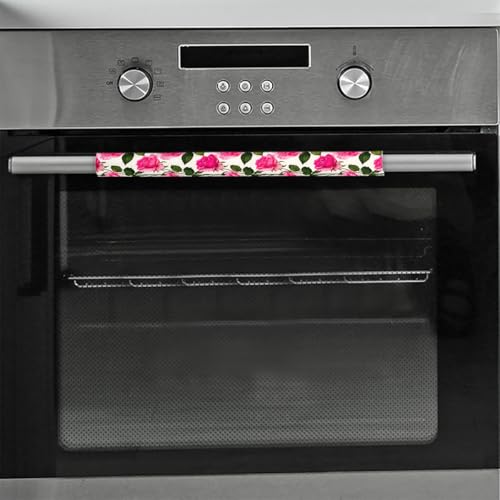 Image of Pardick Refrigerator Door Handle Covers Set of 2 Cotton Pink Rose Washable Fridge Dishwasher Mocrowave Oven Stove Decor Protector Handle Cover Keep Kitchen Appliance Clean from Food Stains Decorate