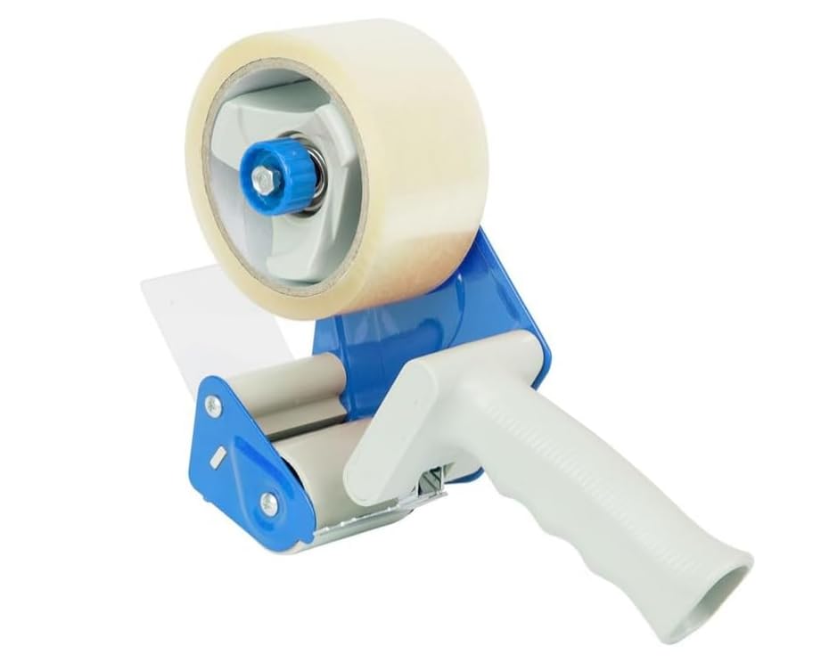 M7 Packaging Box Sealing Tape Dispenser Gun, Blue, Manual Handheld Packing Tool, Heavy Duty with Lucky Boy Greetings