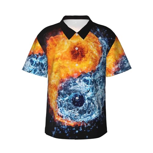 Chemise hawaïenne Yin Yang pour homme avec short de plage boutonné assorti