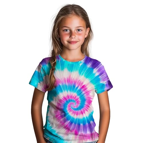 Image of Kids Tie Dye Shirt for Boys Girls Children Tie-Dye Hippes Tshirt Short Sleeve Tee Shirt for Todder