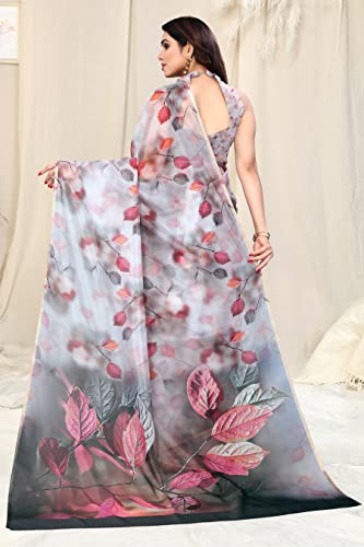 Image of MIRCHI FASHION Saree for Woman Organza Floral Printed | Lightweight Elegant Traditional Sari with Matching Blouse Piece