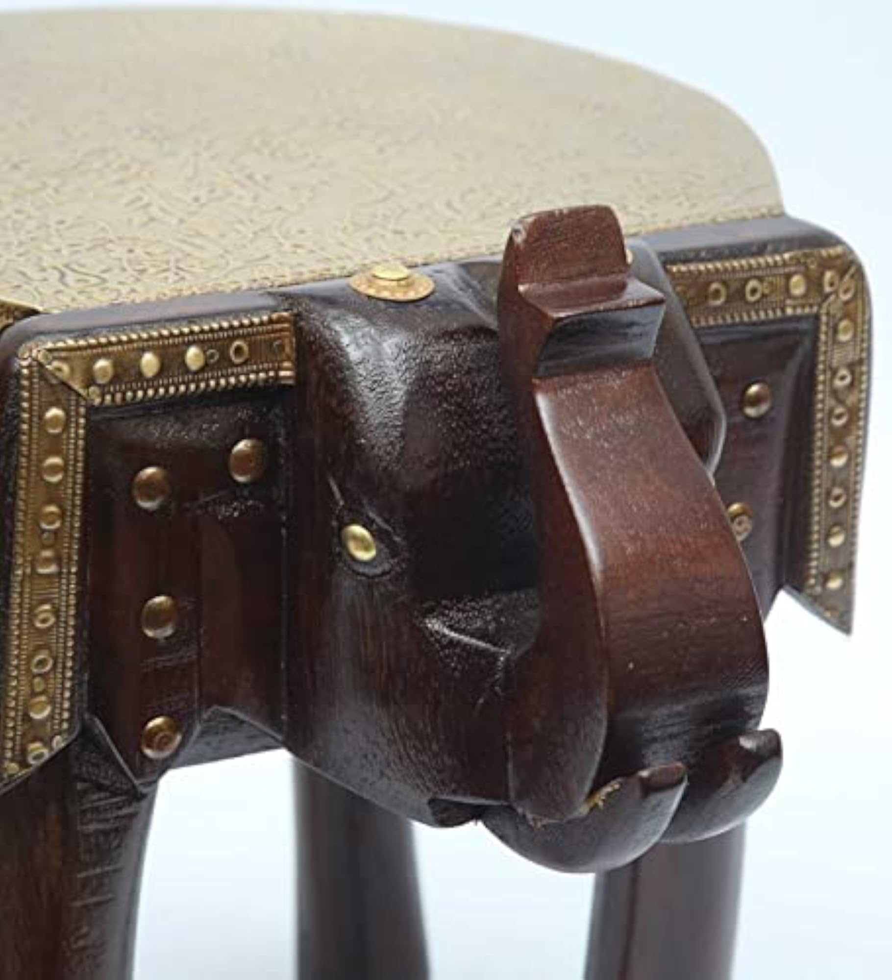 Wooden Polish Metal Decorative Rajasthani Stool