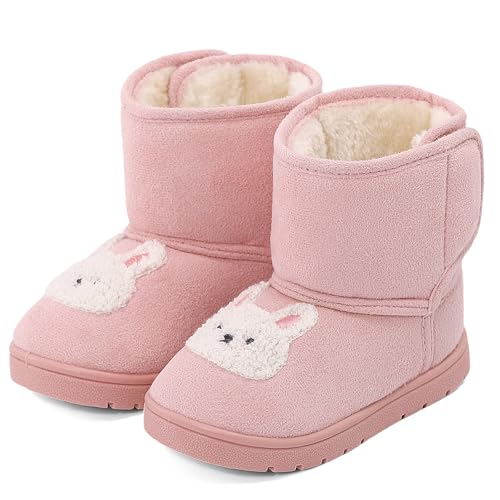 LACOFIA Botas Invierno de Nieve para Niñas Botines Cálidas con Antideslizantes Suela de Goma Rosa 29 EU