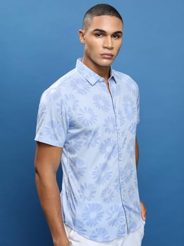 Image of Highlander Men's Slim Fit Shirts | Printed | Half Sleeves | Spread Collar | Casual Shirts | Stylish Shirt