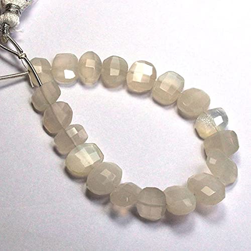 LKBEADS Naturalny biały kamień księżycowy fasetowany owalny kształt briolette kamień księżycowy owalne koraliki 12 x 16 mm, krok cięty owalny kształt briolette koraliki prawdziwy kamień księżycowy pasmo 15 cm.