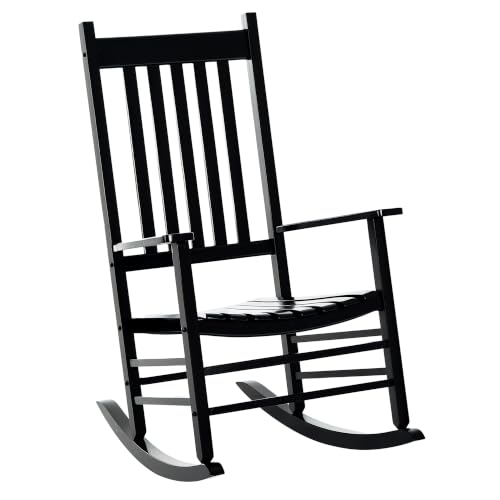 Outsunny Outdoor Rocking Chair High Density Wooden Rockers Black