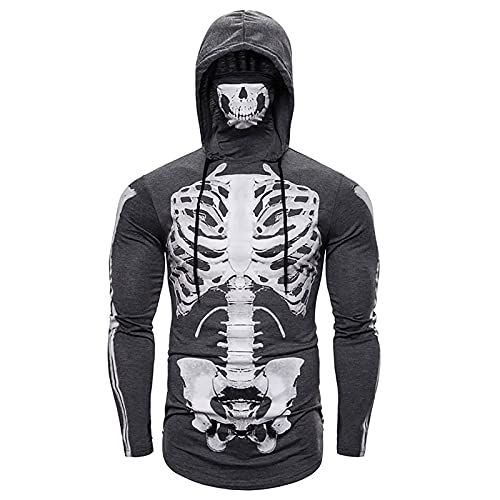 Sweatshirt for Men's Hoodies Fashion Long Sleeve T-Shirt Full Skeleton Mask Printed Pullover Coat Jacket Tops Dark Gray Sweatshirt for Men's Hoodies Fashion Long Sleeve T-Shirt Full Skeleton Mask Printed Pullover Coat Jacket Tops Dark Gray