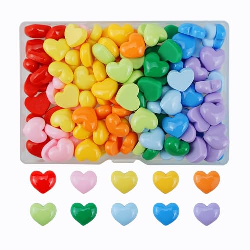 FAZHBARY 120 PCS Colorful Heart Resin Flatback Plastic Mini Heart Shape Charms Bulk Resin Embellishments for Crafts Accessories
