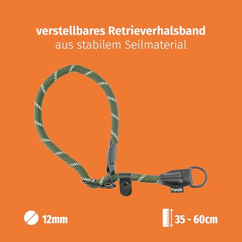 Floxik Retrieverhalsband grün | Robustes Dressurhalsband mit Zugstopp für mittelgroße und große Hunde, Halsumfang 30-60 cm, Ø 1,2 cm
