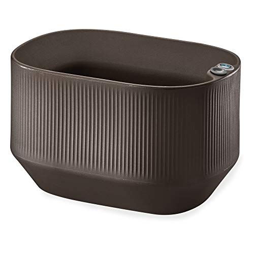 Crescent Garden Modular Trough Planter Box, Self-Watering Pot for Indoor and Outdoor Plants, Modern Planter 20"x14"x12" (Bark)